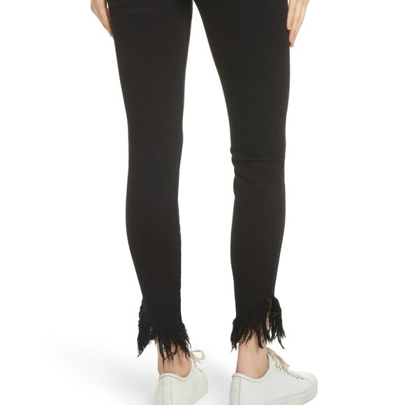 FRAME Le High Fringe Skinny Jeans (Film Noir) - Picture 2 of 2